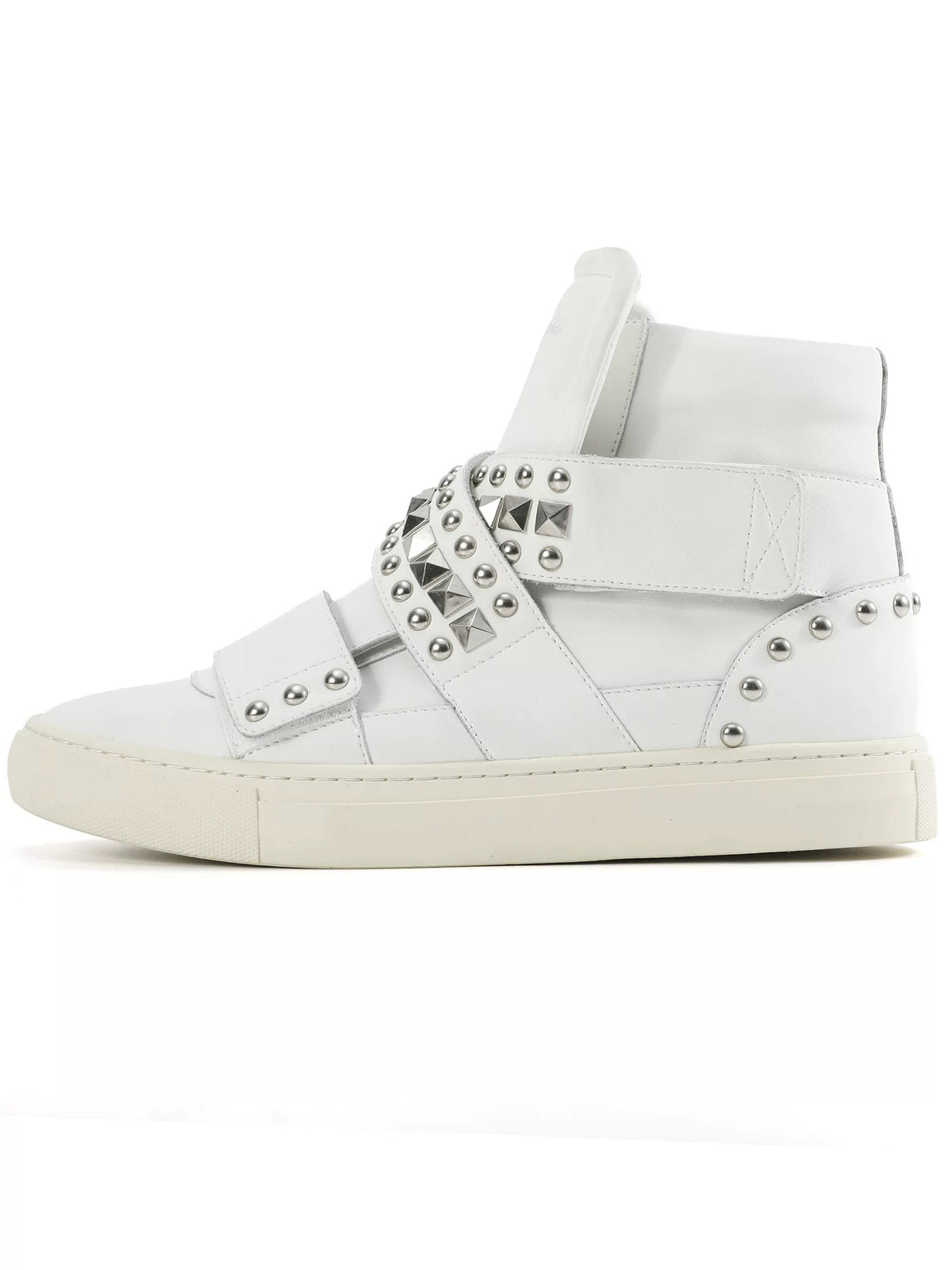 NumbAsia Studded Multi-Strap High-Top Sneakers - white shoe side view