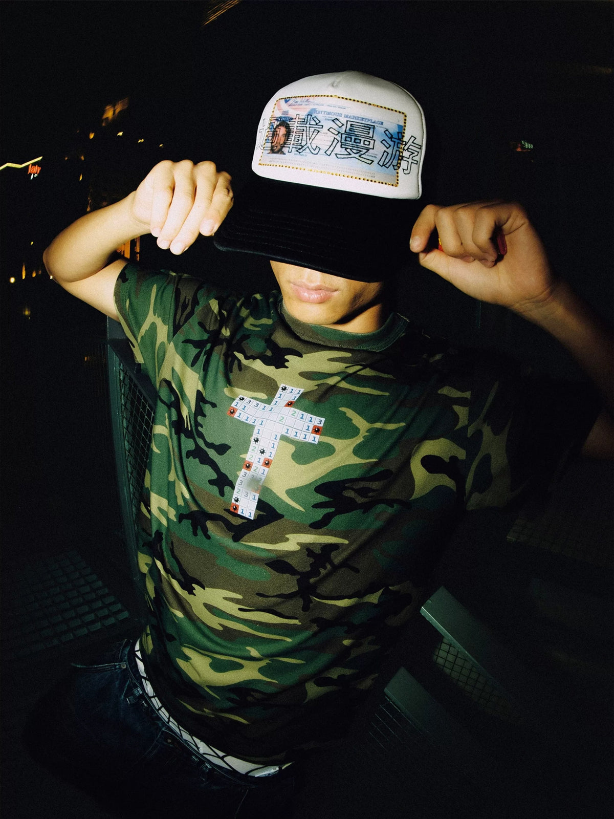 ESOTERIC THING Overload Trucker Cap - Black worn on model, front