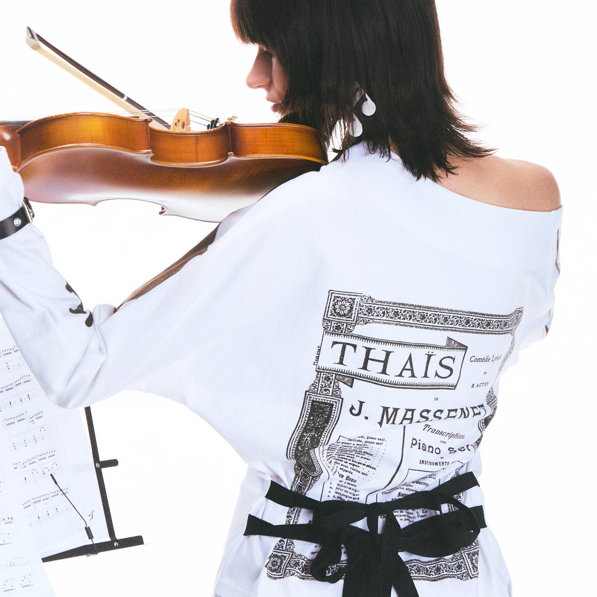 Back music-document print and black ties