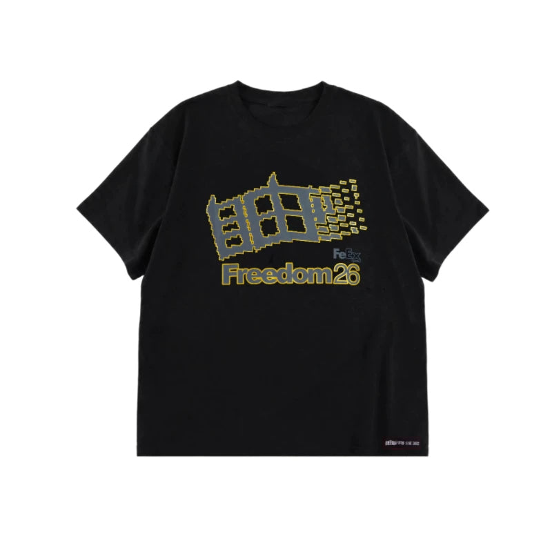 Pixel Window Freedom26 Graphic Short Sleeve Tee - Black front