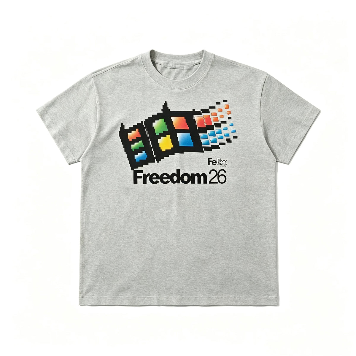 Pixel Window Freedom26 Graphic Short Sleeve Tee - Gray front