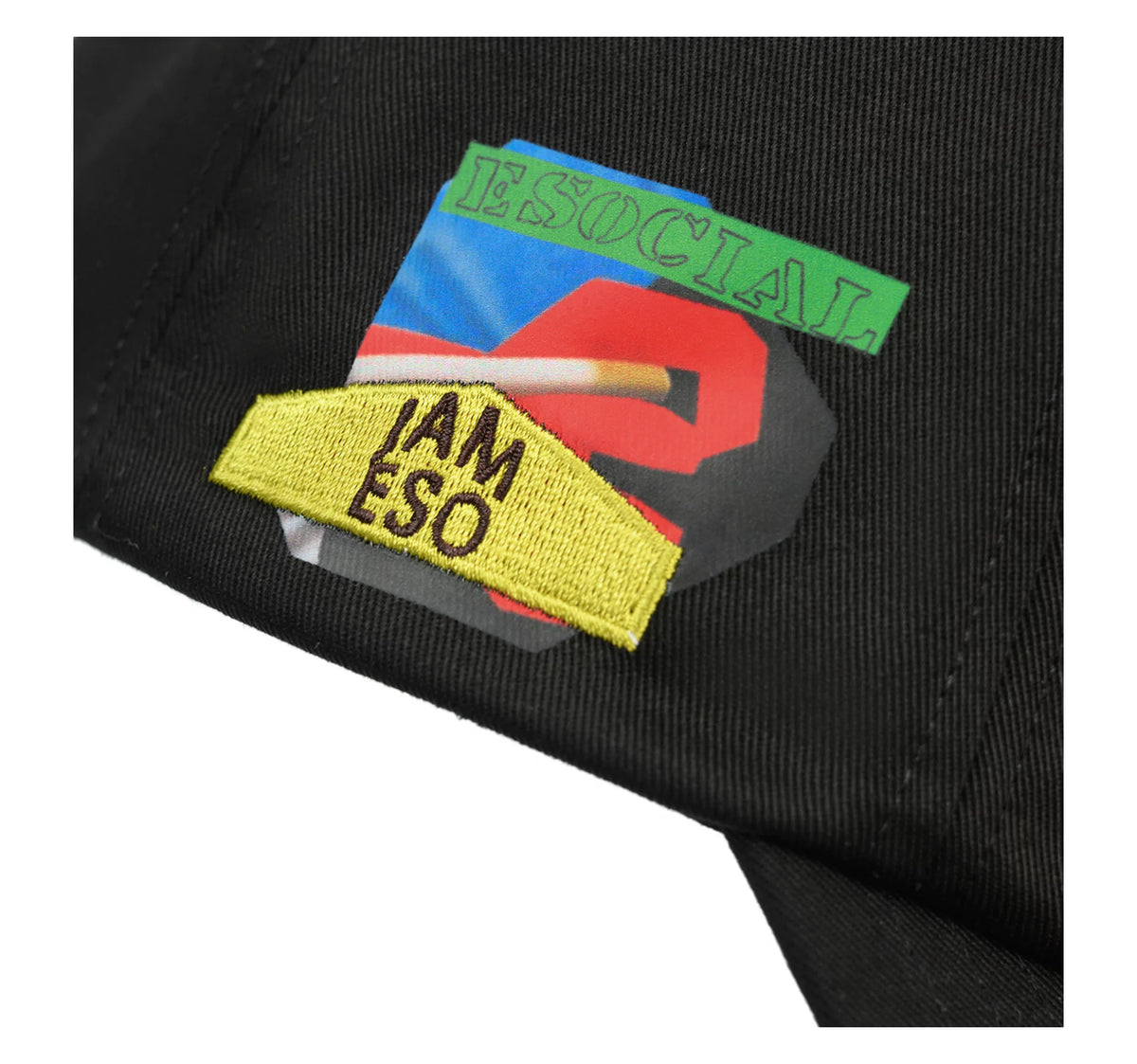 ESOTERIC THING Random Printed Trucker Cap - Black side patch detail