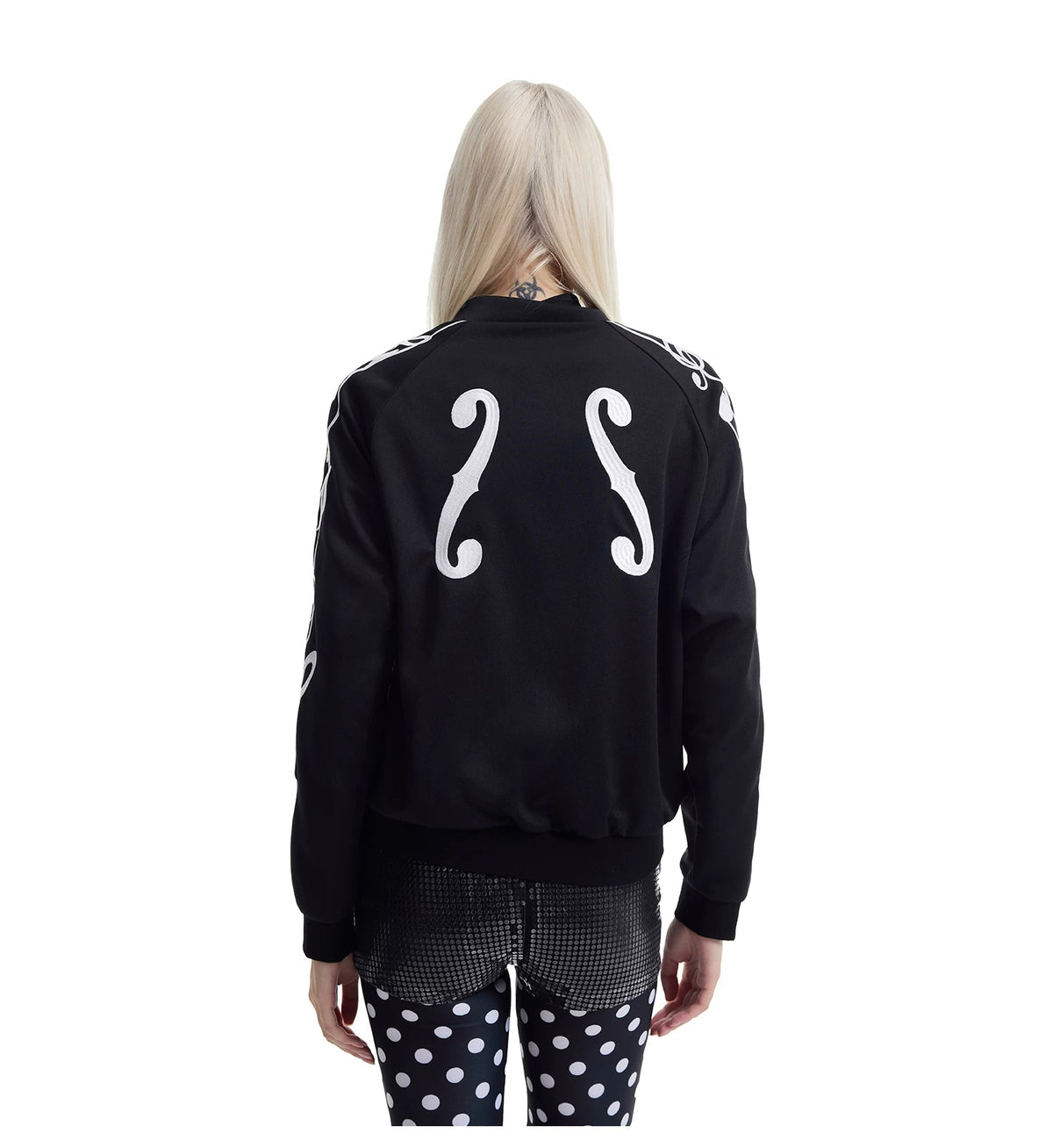 NumbAsia Music-Note Embroidered Zip Jacket - black jacket rear view