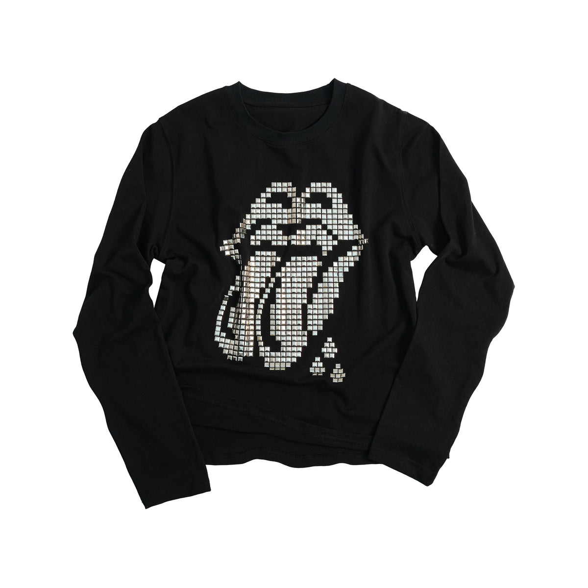 Studded Tongue Graphic Long Sleeve Tee - Black flat lay