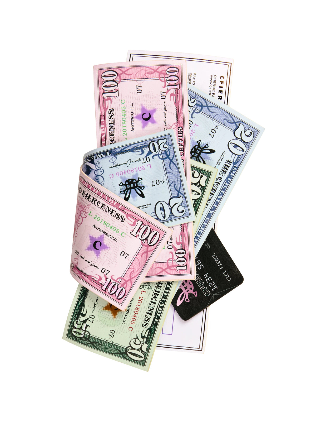 CFIERCE Banknote Print Long Wallet - front product view