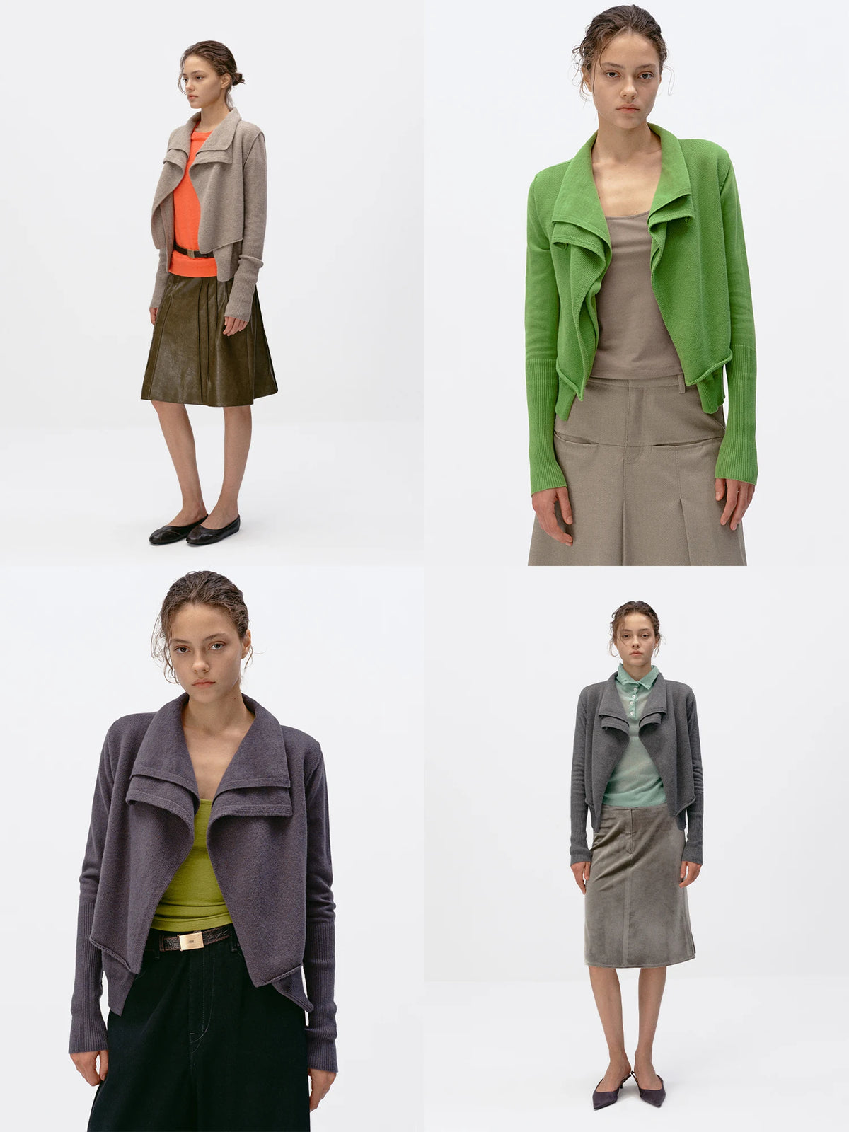 Origami Double-Layer Drape Knit Cardigan - Four colors lookbook