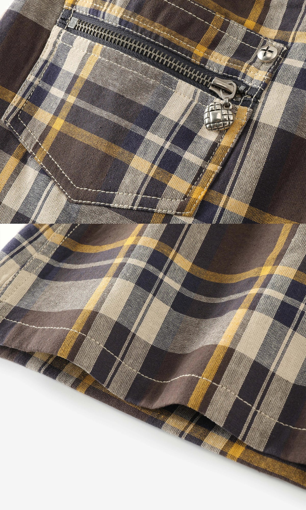 BeatleLady Asymmetric Plaid Mini Skirt - Brown plaid view 8
