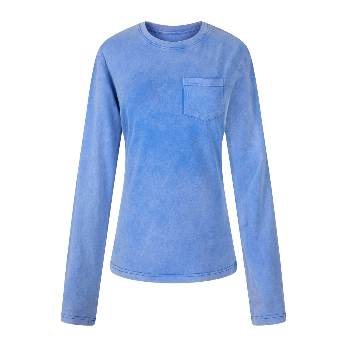 Washed Vintage Pocket Long Sleeve Tee - Washed Blue flat lay