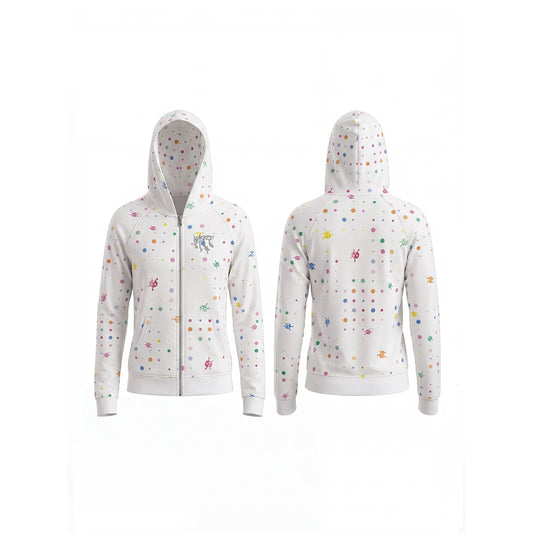 Wasted colorful polka dot hoodie front and back