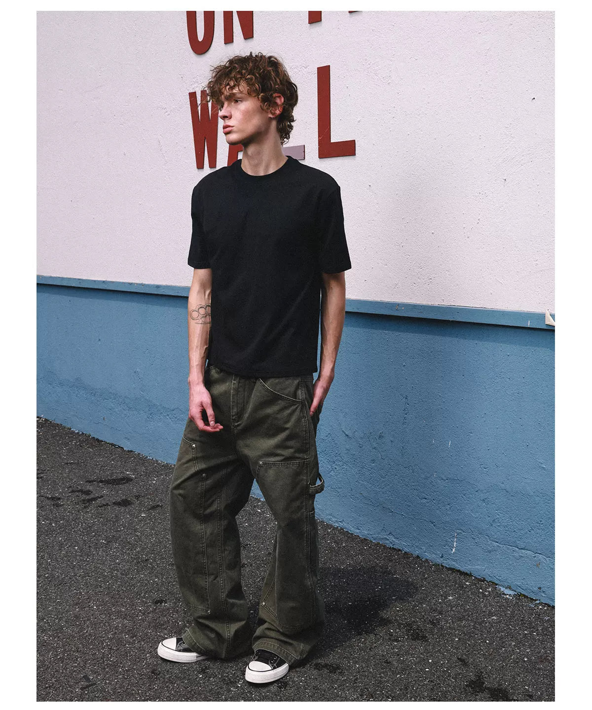 HermitCreate Washed Canvas Double Knee Carpenter Pants - Olive Green side
