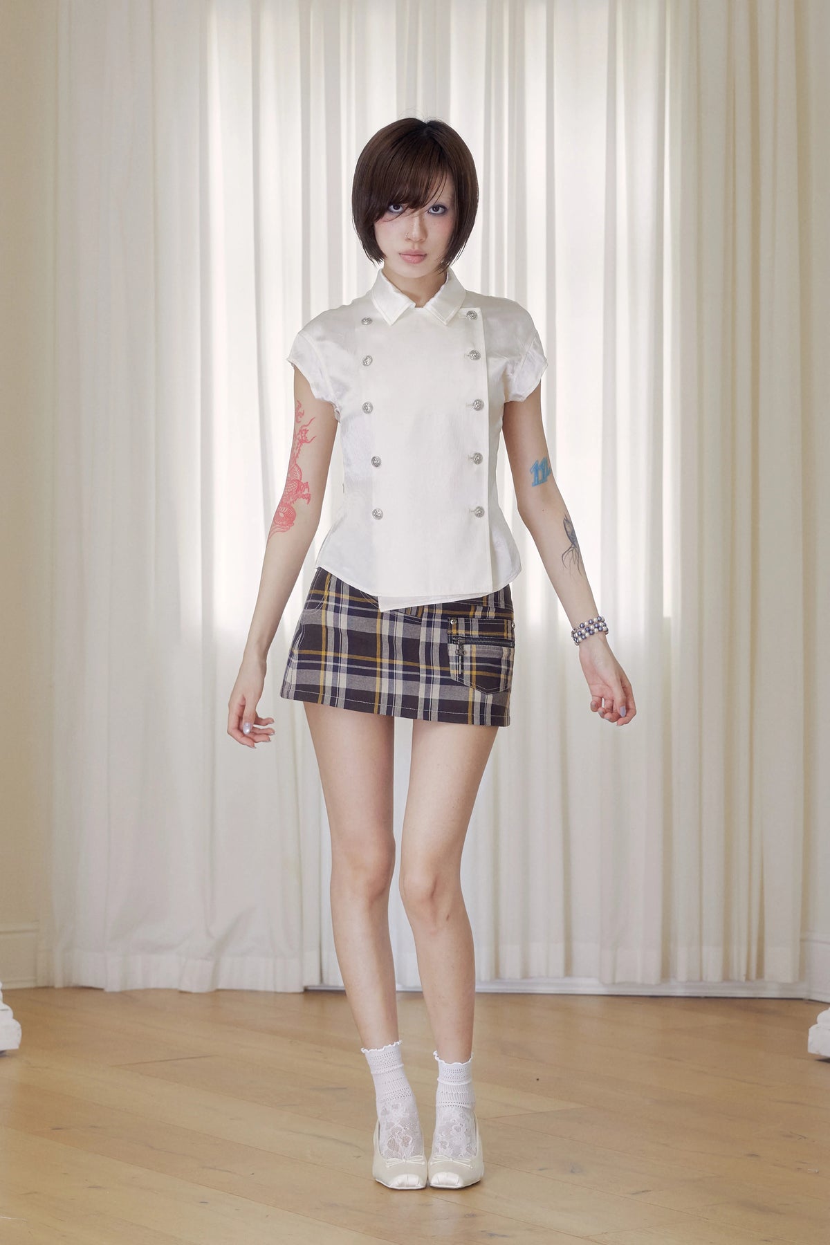 BeatleLady Double-Breasted Napoleon Blouse - Champagne view 8