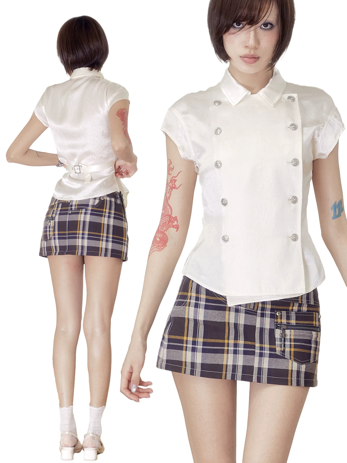 BeatleLady Double-Breasted Napoleon Blouse - Champagne view 13