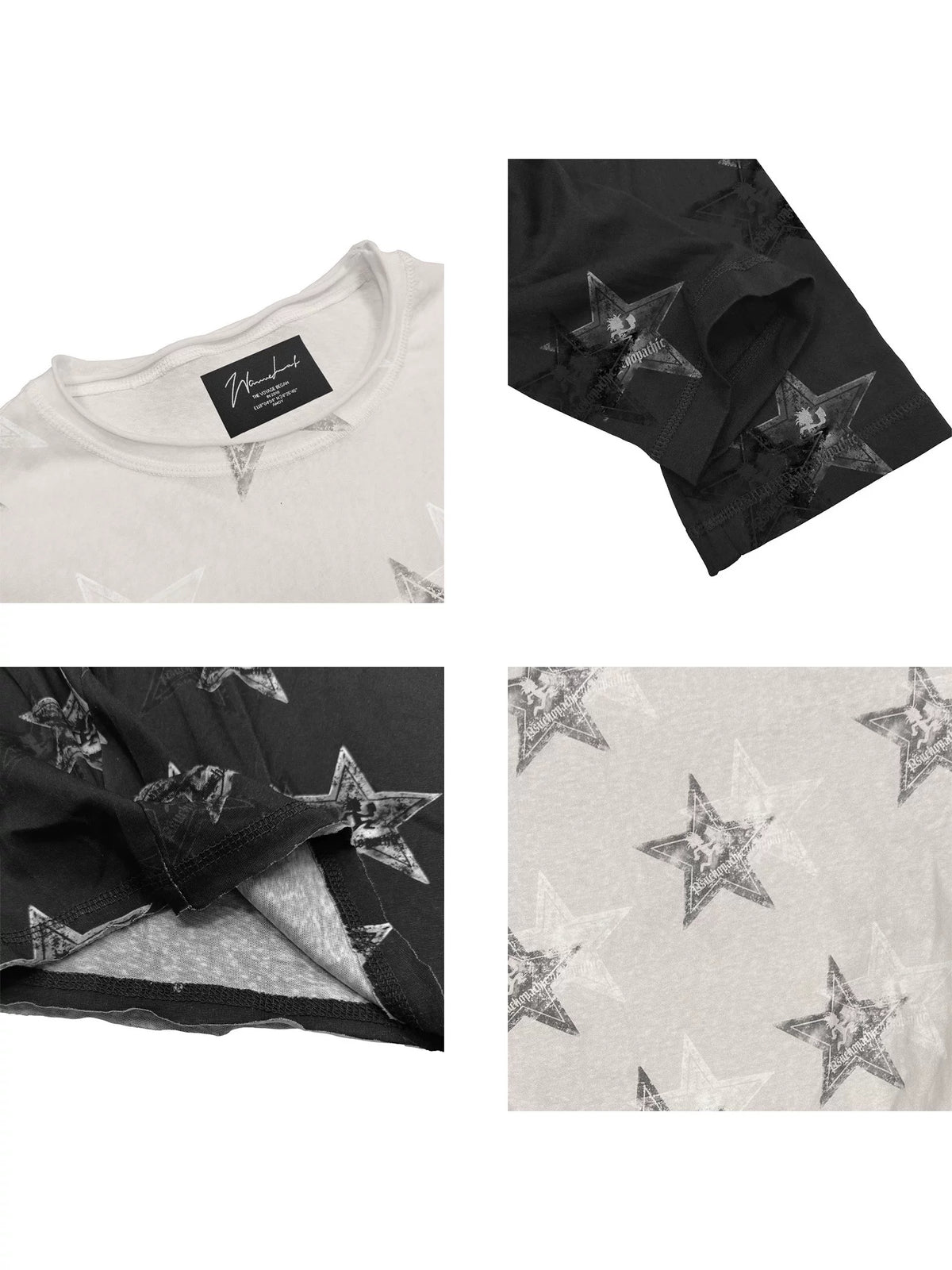 WANNA LAB Star Hatchetman Slub Long Sleeve Tee - Neckline and fabric details