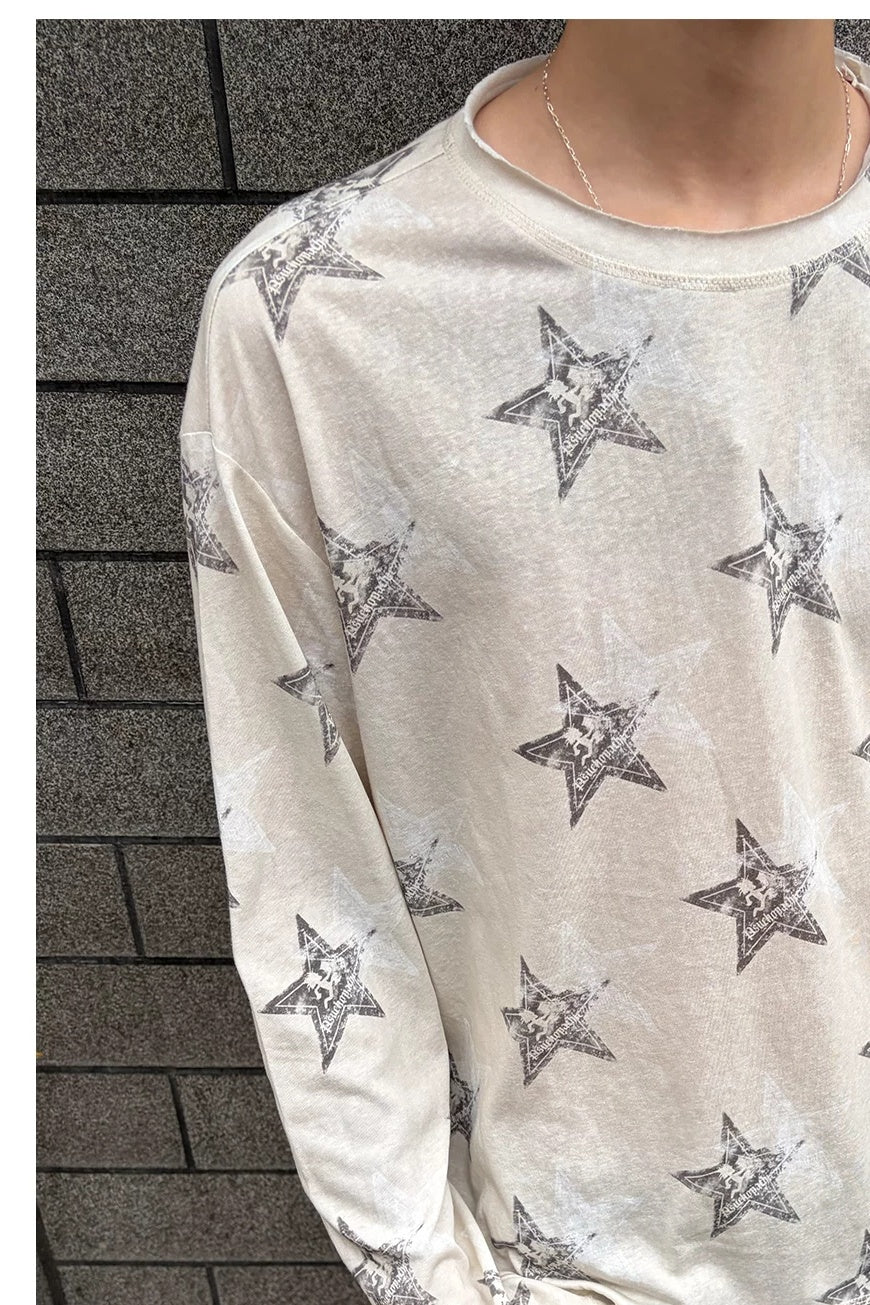 WANNA LAB Star Hatchetman Slub Long Sleeve Tee - Fabric and fit detail 4