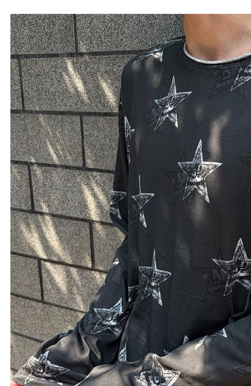 WANNA LAB Star Hatchetman Slub Long Sleeve Tee - Fabric and fit detail 7