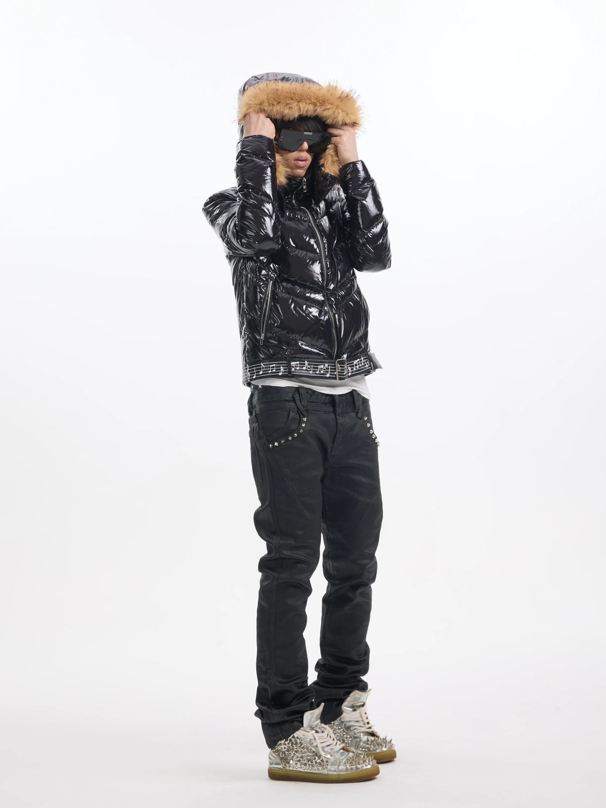 NumbAsia Glossy Fur-Trim Hooded Puffer Jacket - hood styling