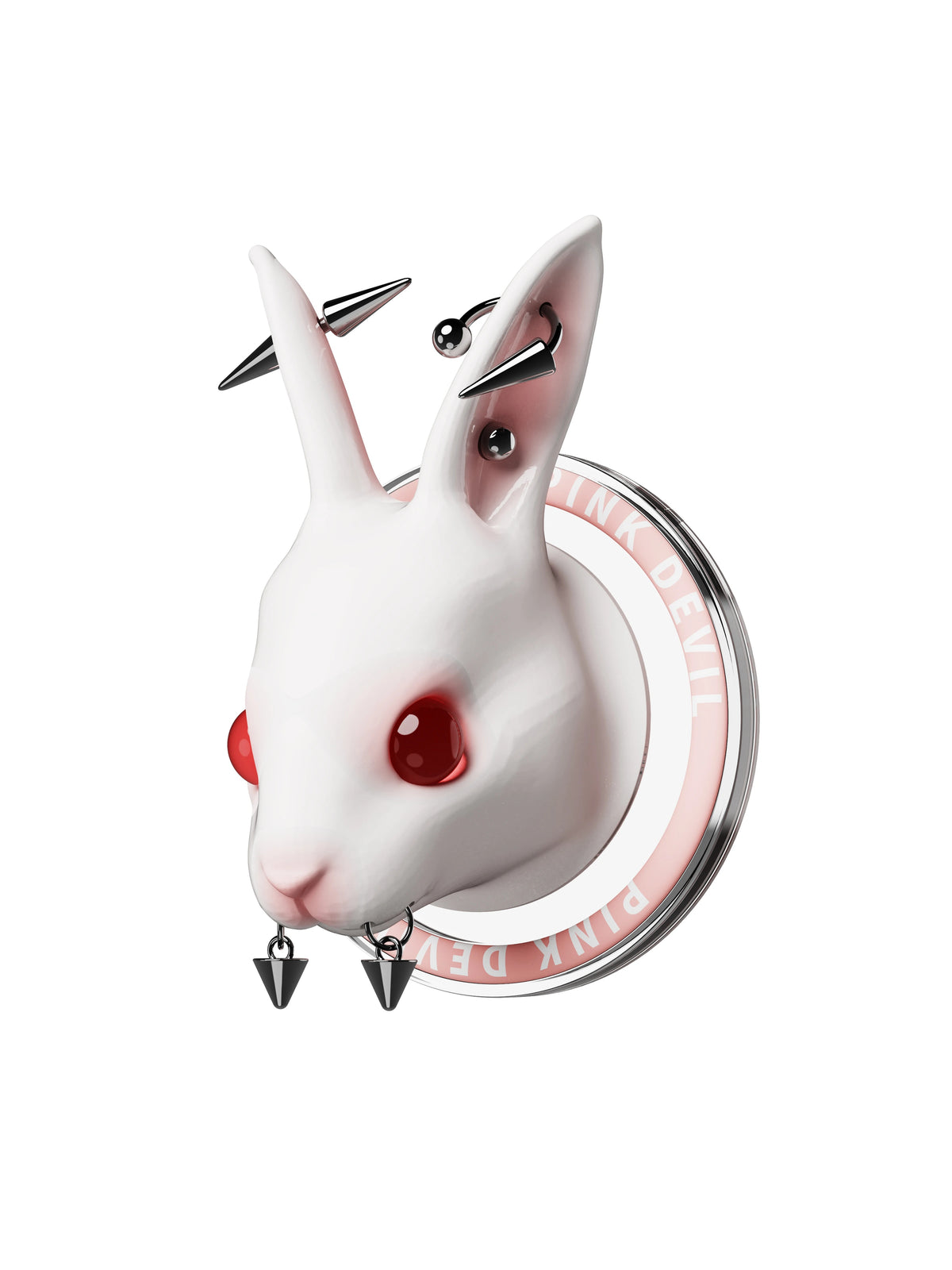 PINKDEVIL 3D-Printed Angry Rabbit Magnetic Phone Grip - rabbit side profile