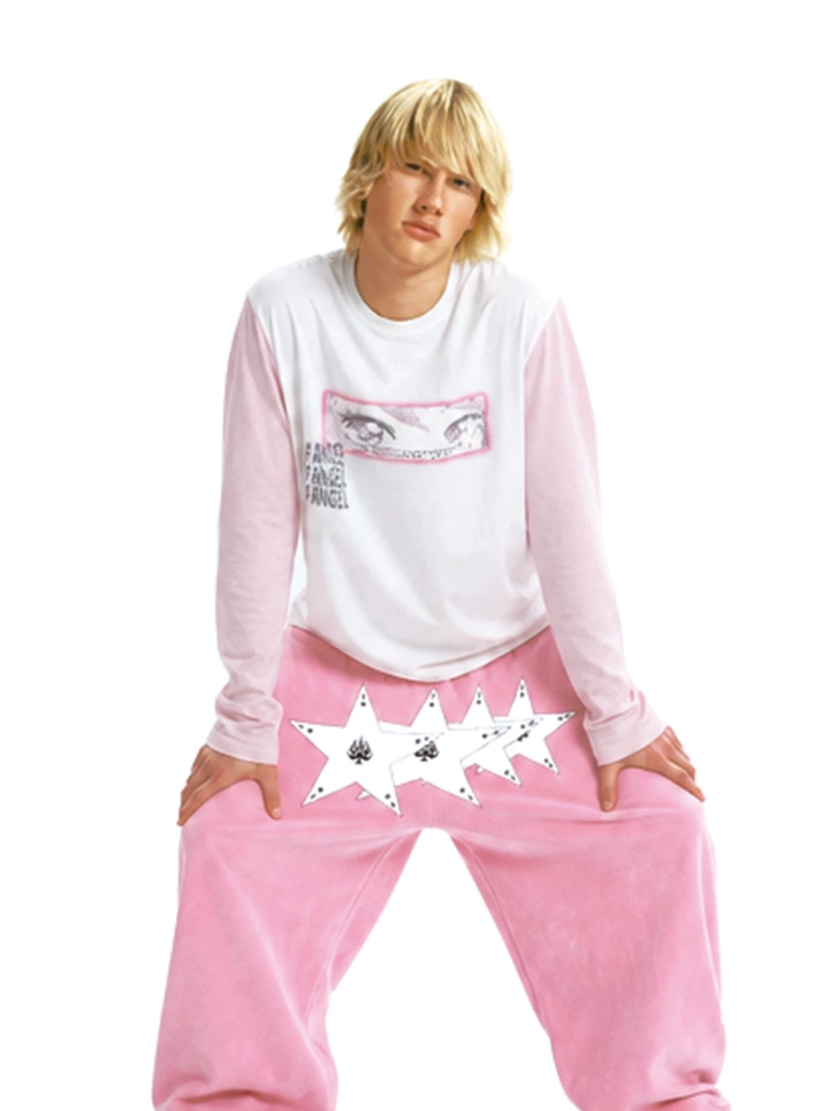 Digital Angel Eyes Two-Tone Long Sleeve T-Shirt - close-up front
