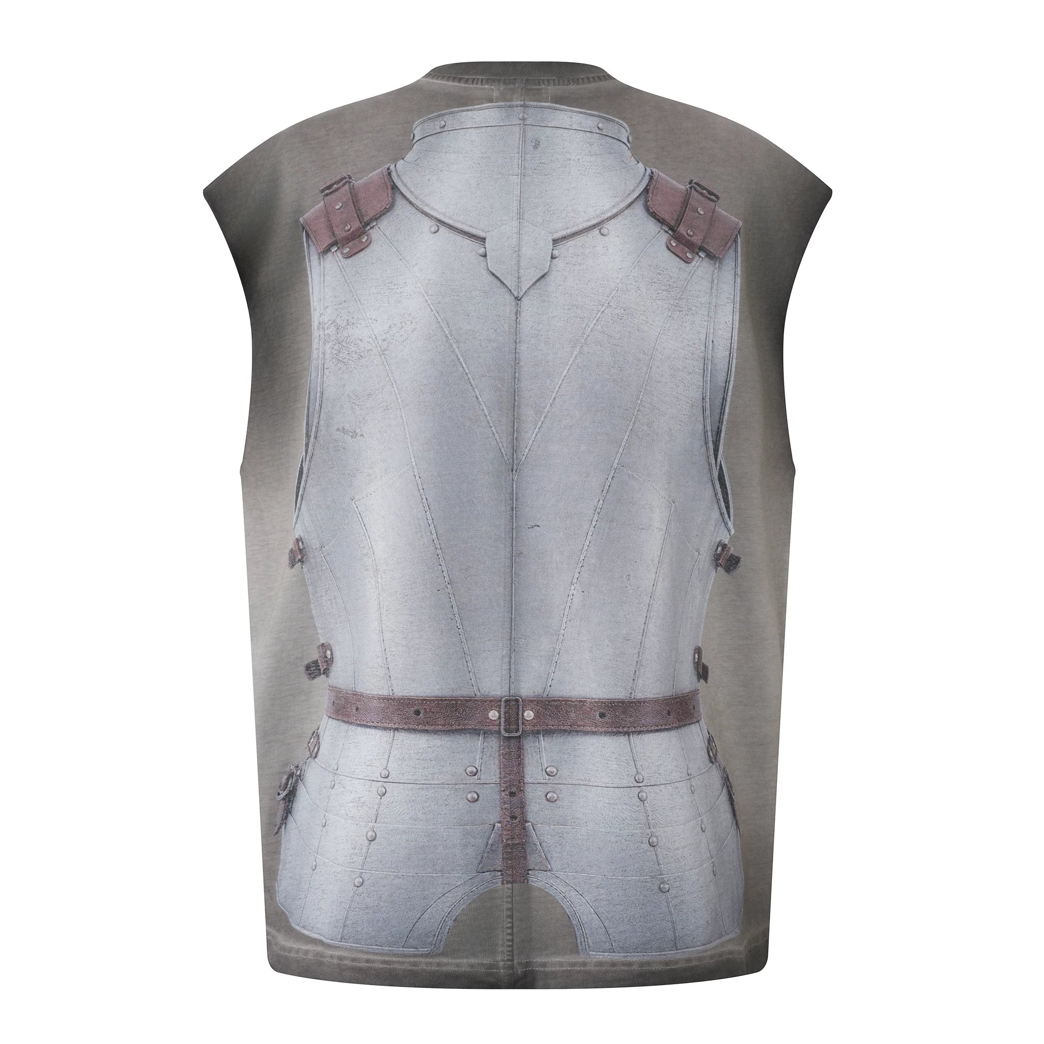 Armor Print Washed Gradient Sleeveless Tank Top - back