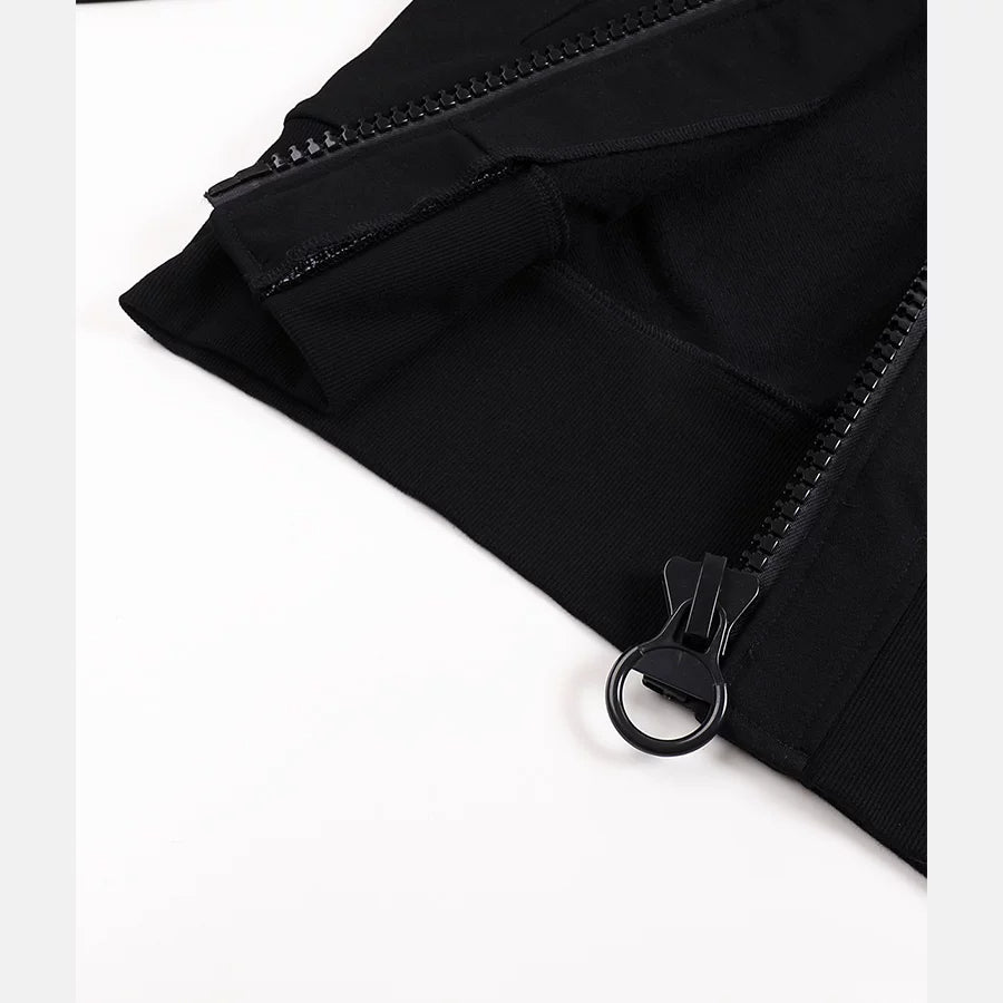 WHISTLEHUNTER Embossed Cross Chunky-Zip Hoodie - black zipper and hem detail
