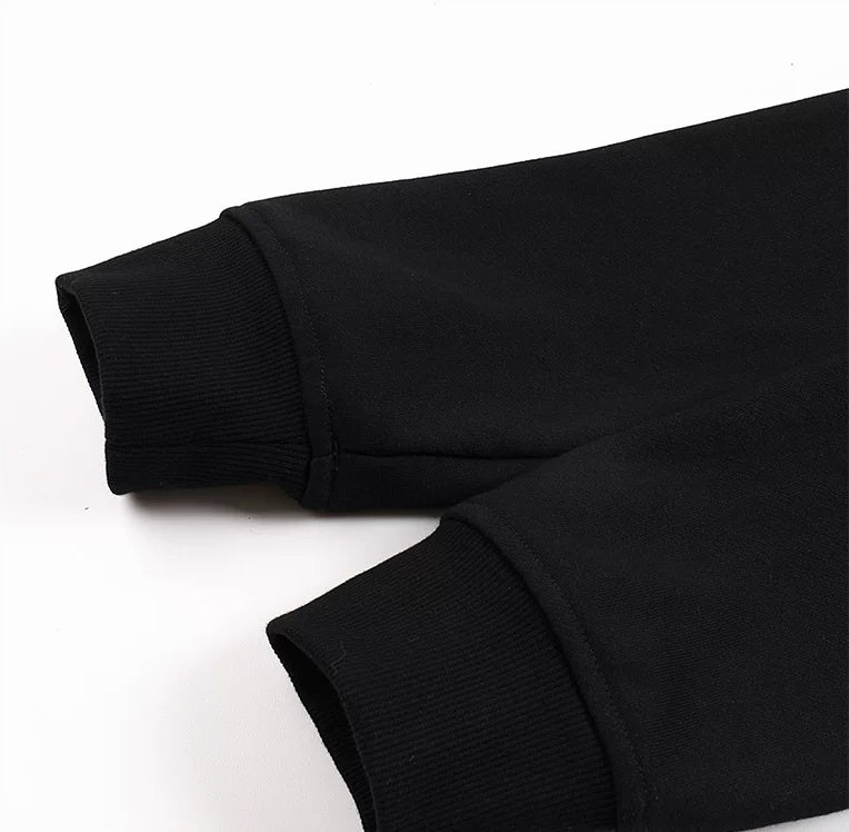 WHISTLEHUNTER Embossed Cross Chunky-Zip Hoodie - black ribbed cuff detail