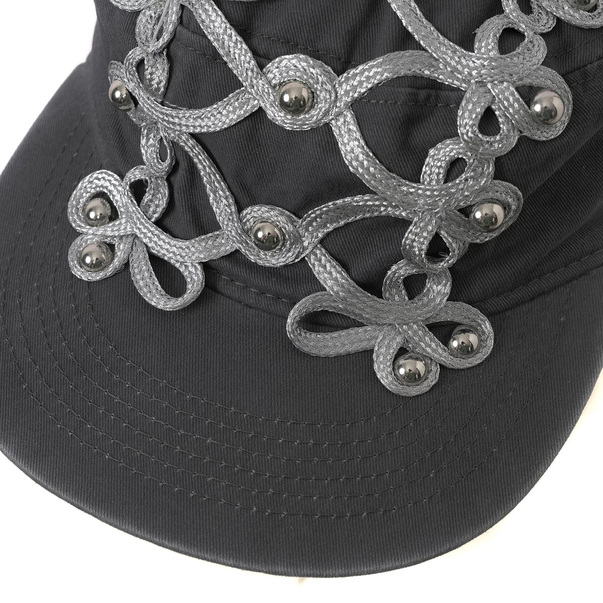 Studded Braided Cord Napoleon Cap - brim detail