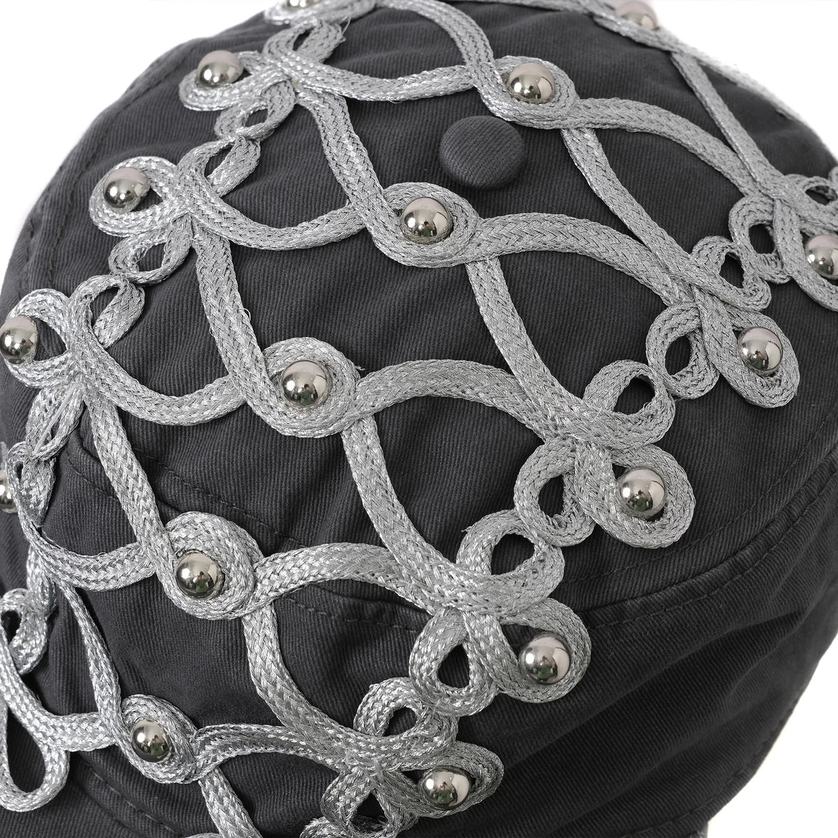 Studded Braided Cord Napoleon Cap - crown detail