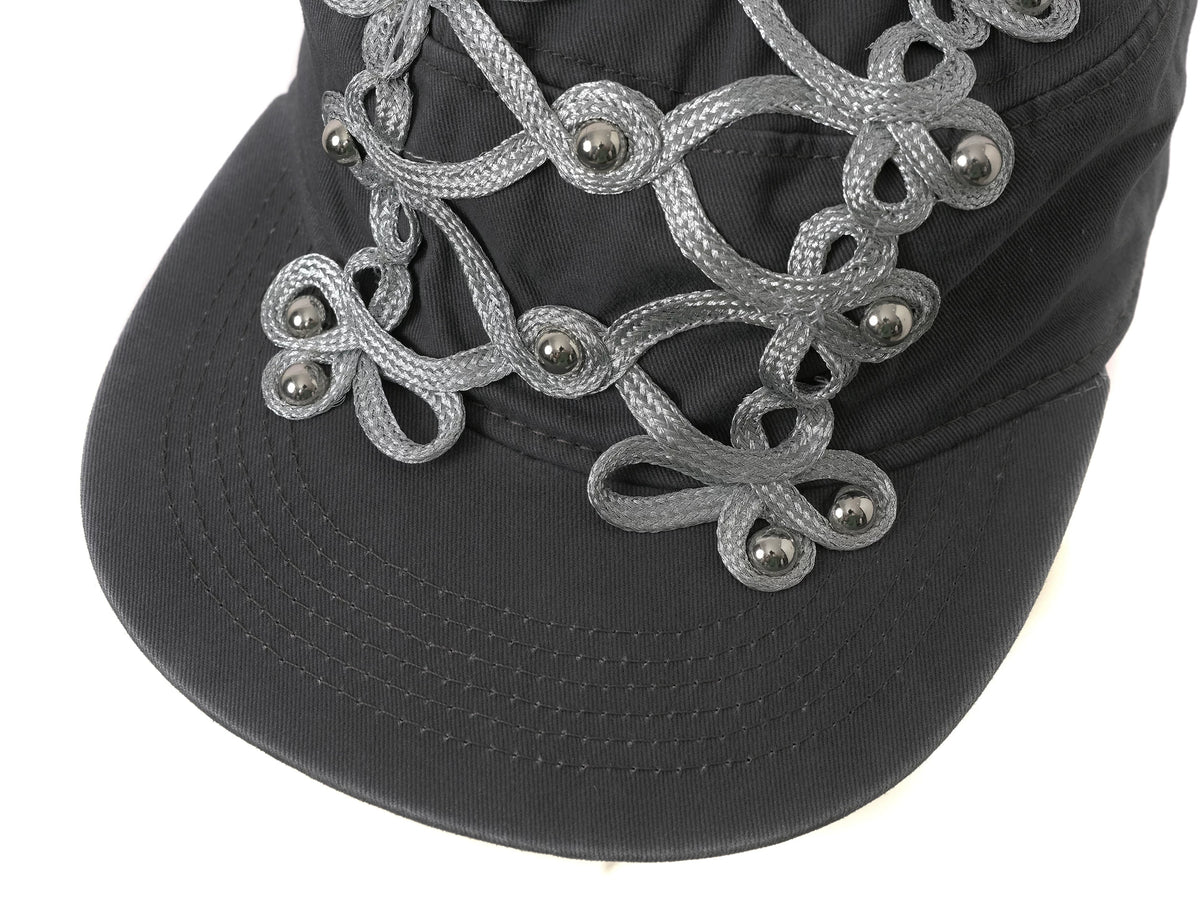 Studded Braided Cord Napoleon Cap - brim close-up