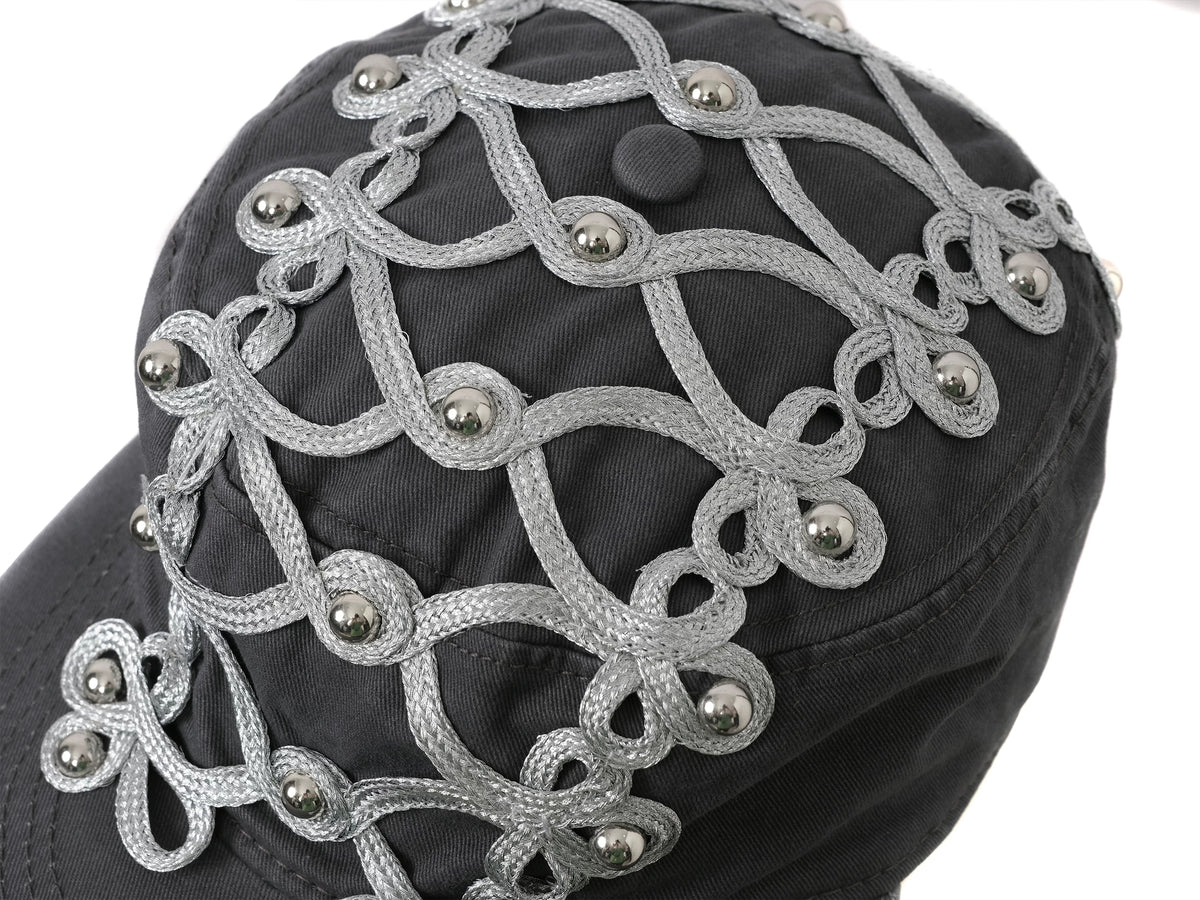 Studded Braided Cord Napoleon Cap - side close-up