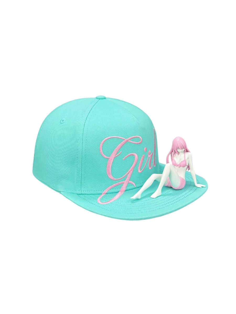 SAUCE 3D Girl Embroidered Flat-Brim Cap - left angle