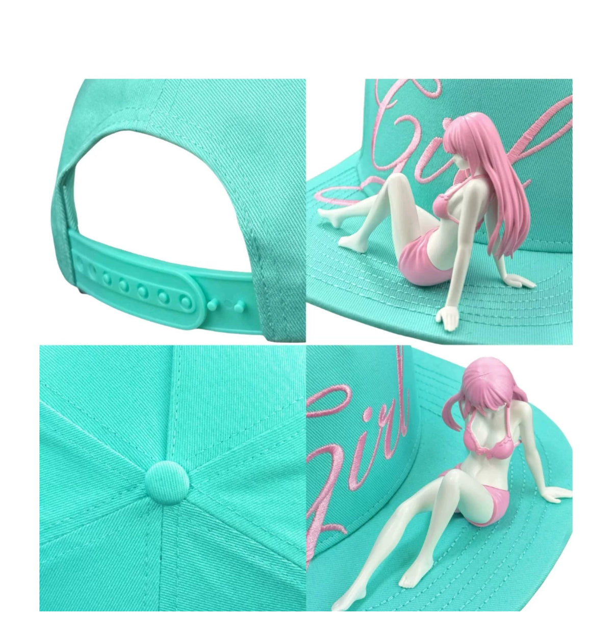 SAUCE 3D Girl Embroidered Flat-Brim Cap - adjustable closure and figure details