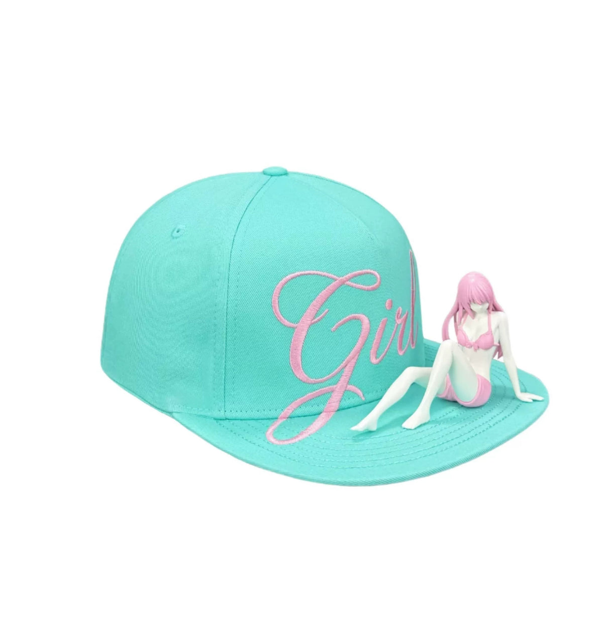 SAUCE 3D Girl Embroidered Flat-Brim Cap - opposite side close view