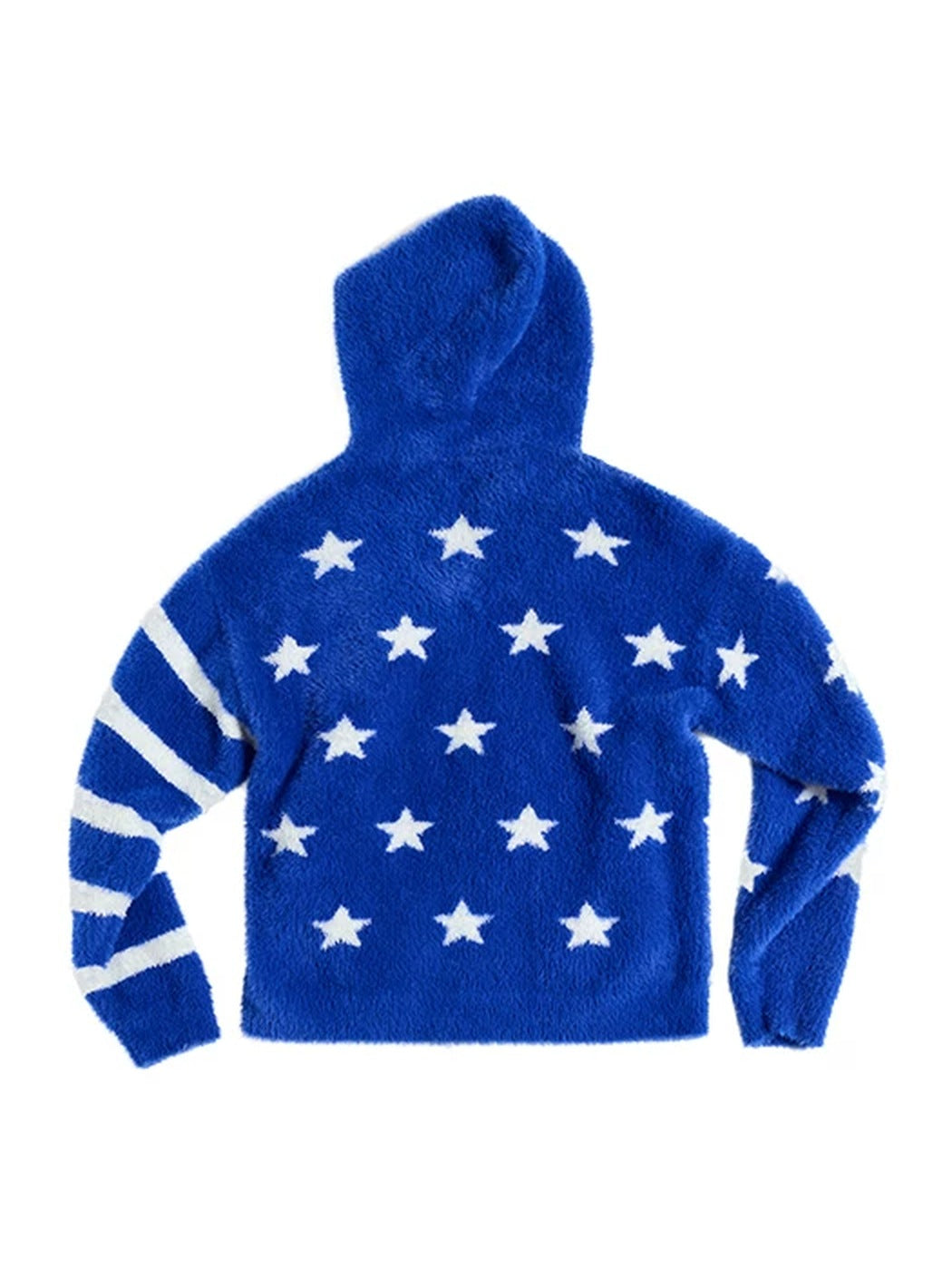 PEOPLESENSE Star Stripe Faux Mink Hooded Cardigan - flat lay back