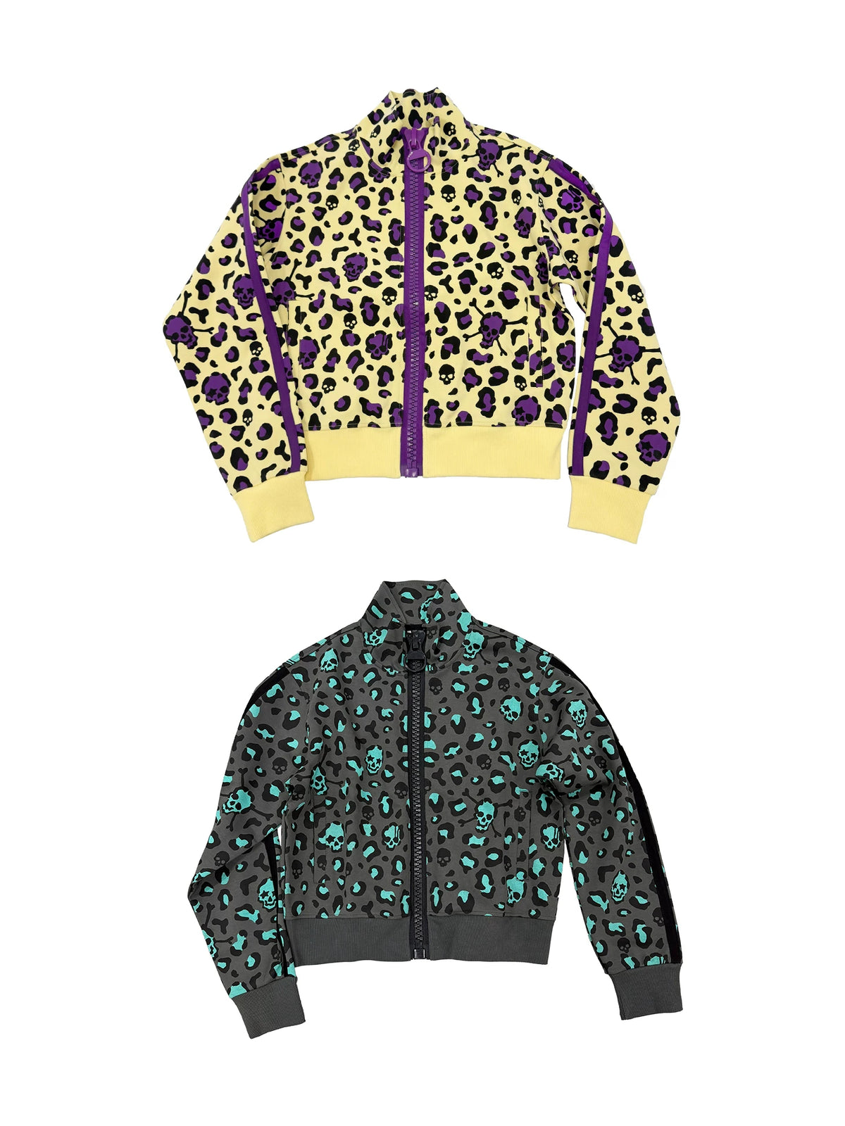 ColdAsia Skull Leopard Print Stand Collar Cropped Jacket - both colors
