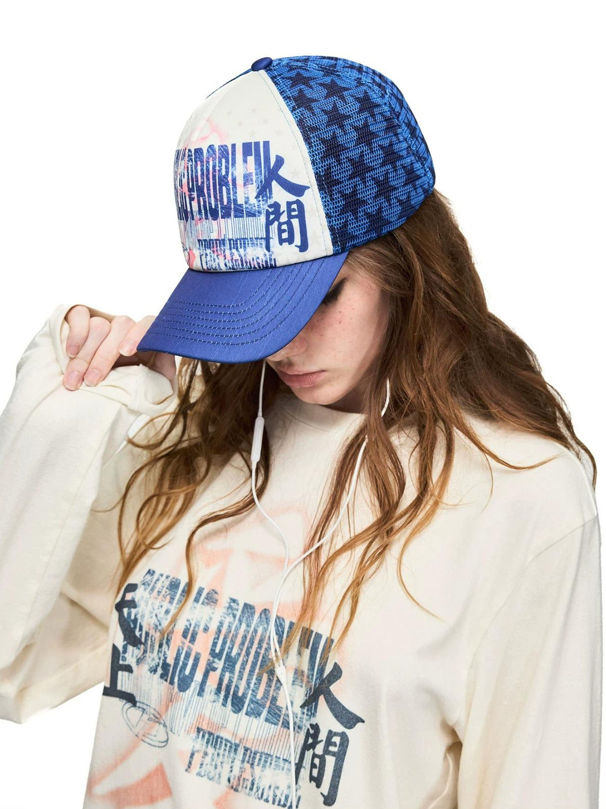 PEOPLESENSE Star Print Mesh Trucker Cap - lookbook 2