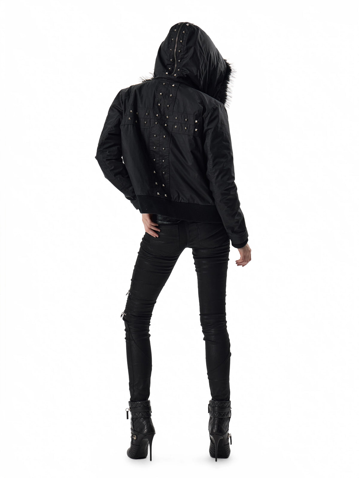 noEmosen Waxed Cross-Stud Fur-Hood N2B Jacket - view 2