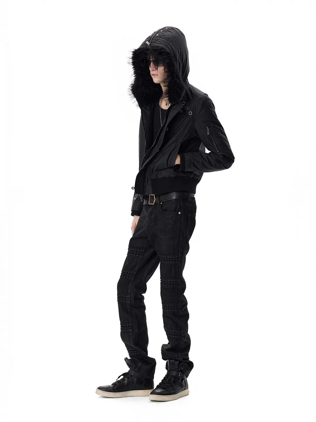 noEmosen Waxed Cross-Stud Fur-Hood N2B Jacket - view 3