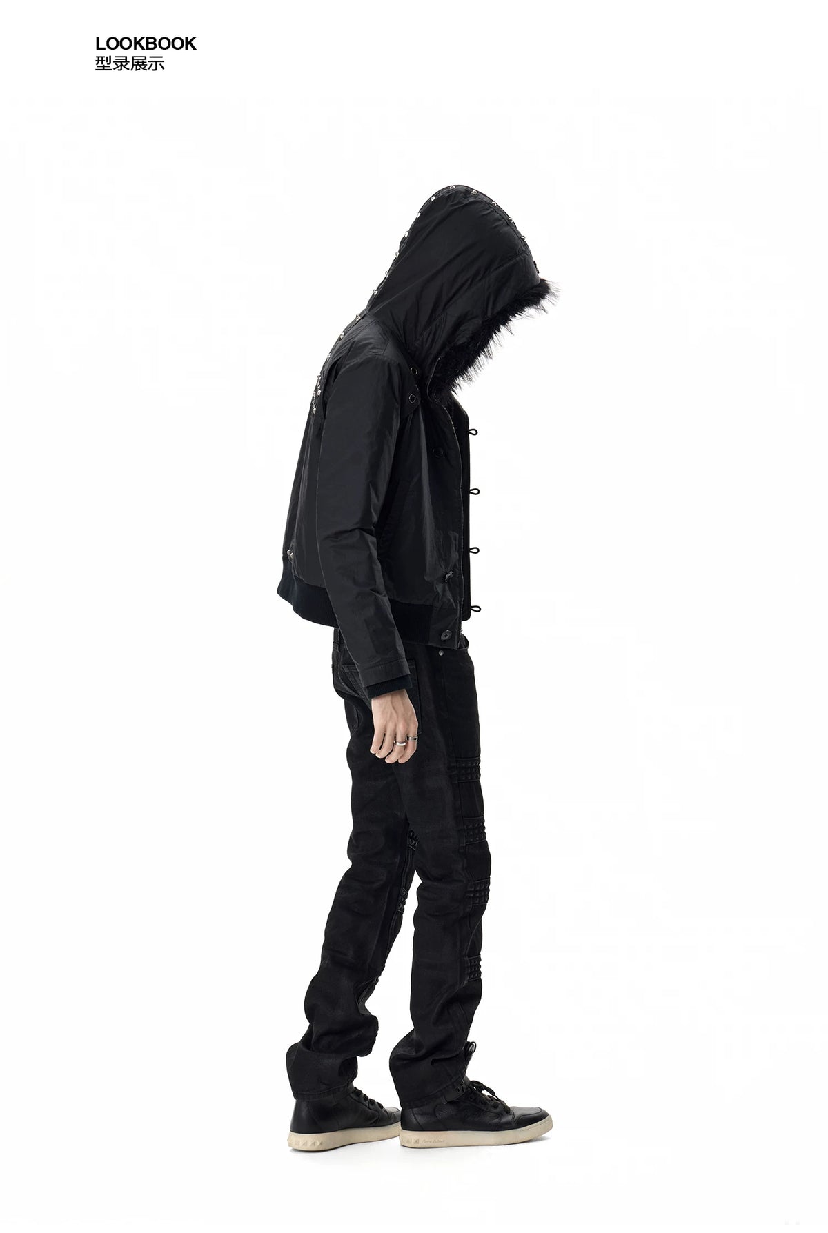 noEmosen Waxed Cross-Stud Fur-Hood N2B Jacket - view 6
