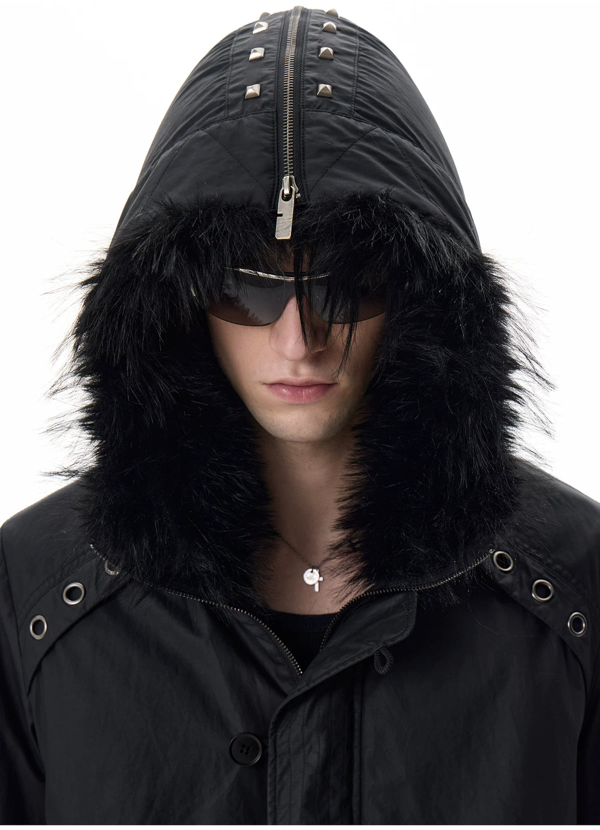 noEmosen Waxed Cross-Stud Fur-Hood N2B Jacket - view 11