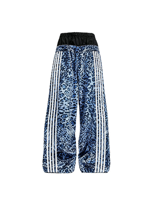 Leopard Double Waistband Wide Leg Track Pants - Flat lay front