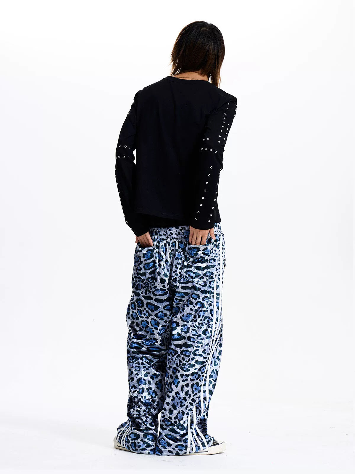Leopard Double Waistband Wide Leg Track Pants - Styled outfit back