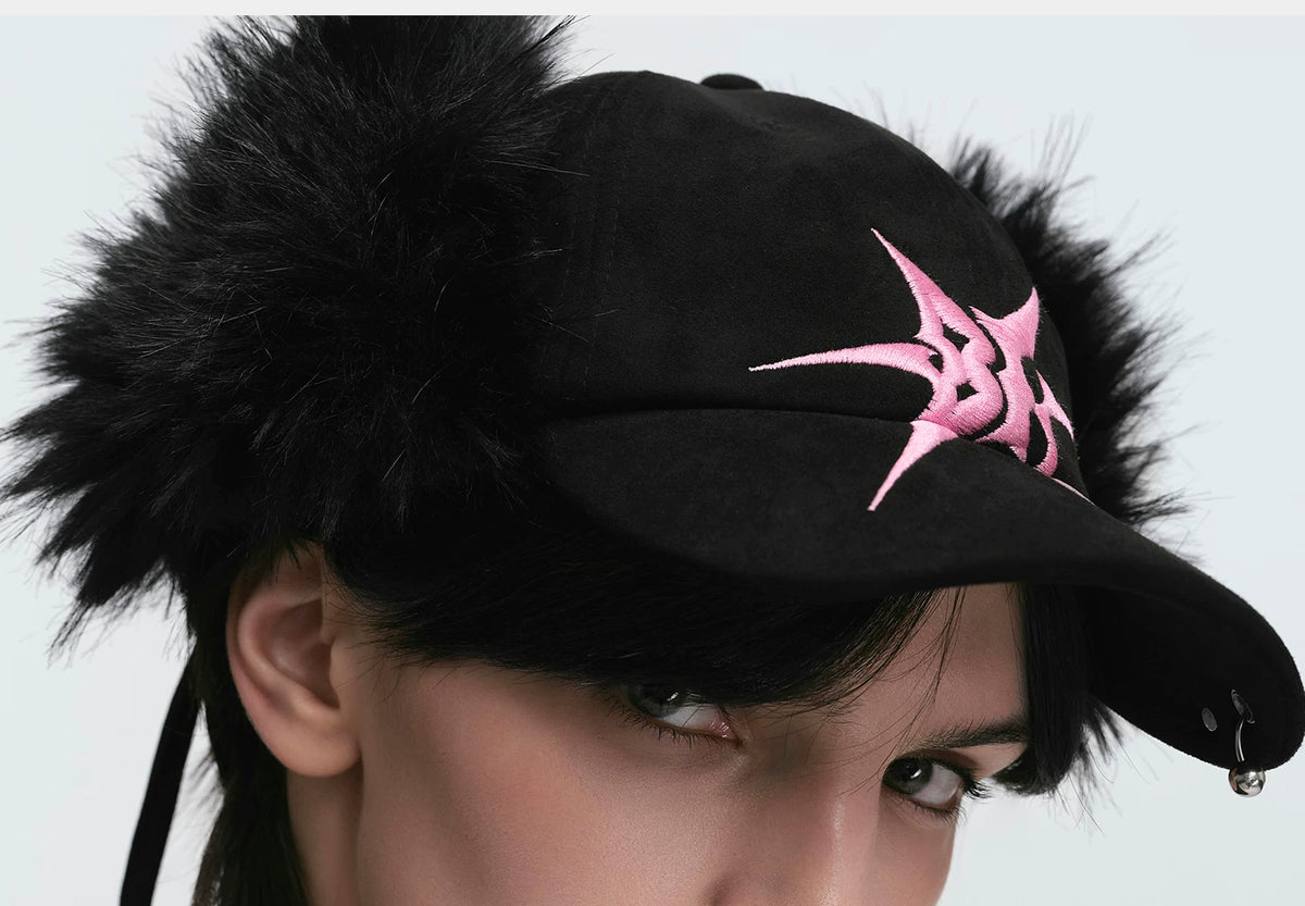 BLACKHEAD Faux Fur Earflap Baseball Cap - Black side view