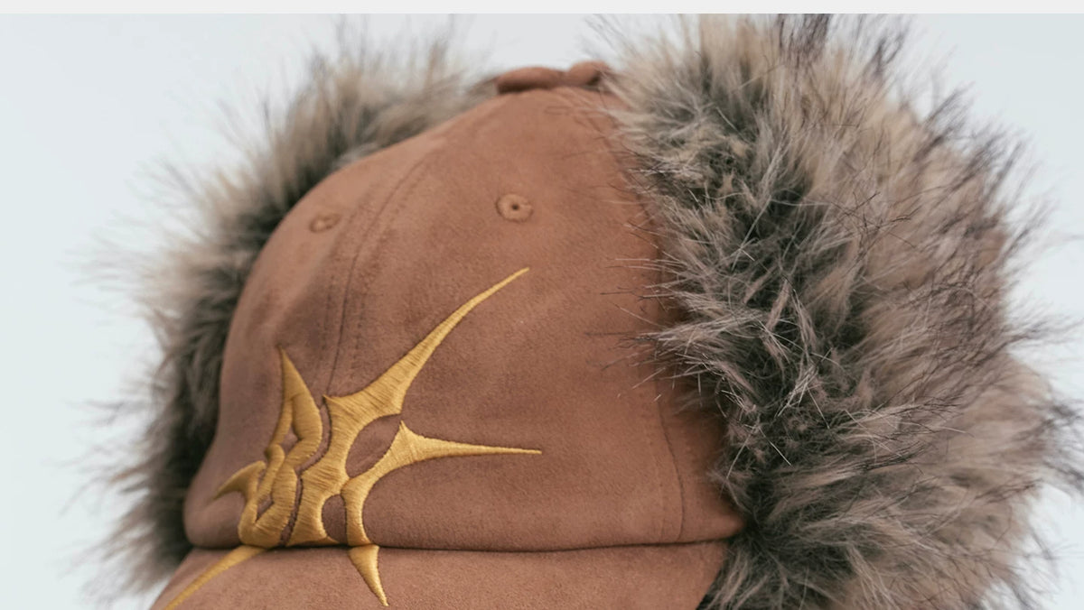 BLACKHEAD Faux Fur Earflap Baseball Cap - Brown embroidery and faux-fur detail