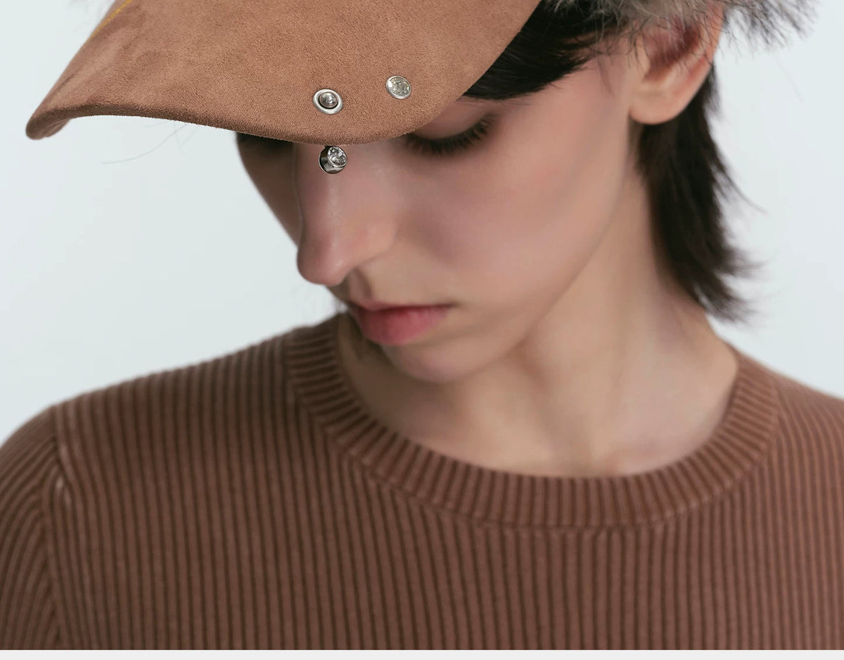 BLACKHEAD Faux Fur Earflap Baseball Cap - Brown peak and crystal ring detail