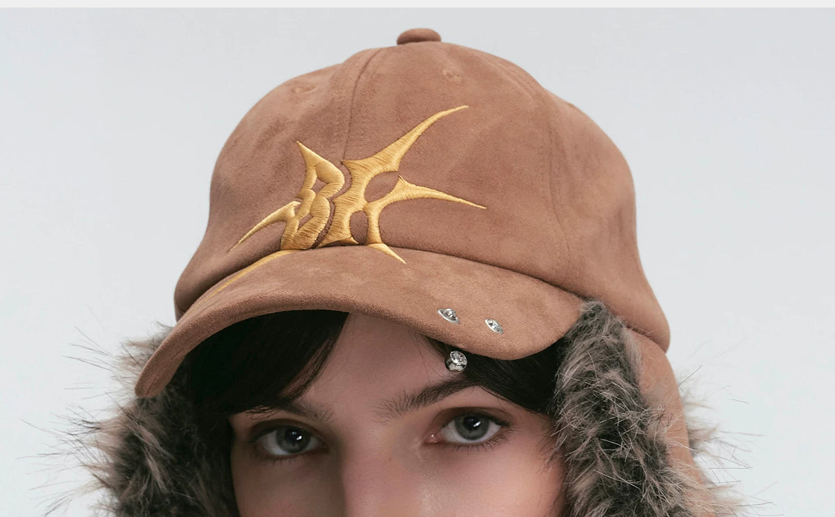 BLACKHEAD Faux Fur Earflap Baseball Cap - Brown model, earflaps down