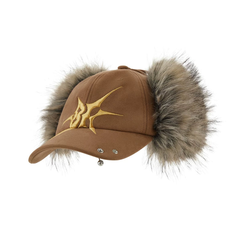 BLACKHEAD Faux Fur Earflap Baseball Cap - Brown product view