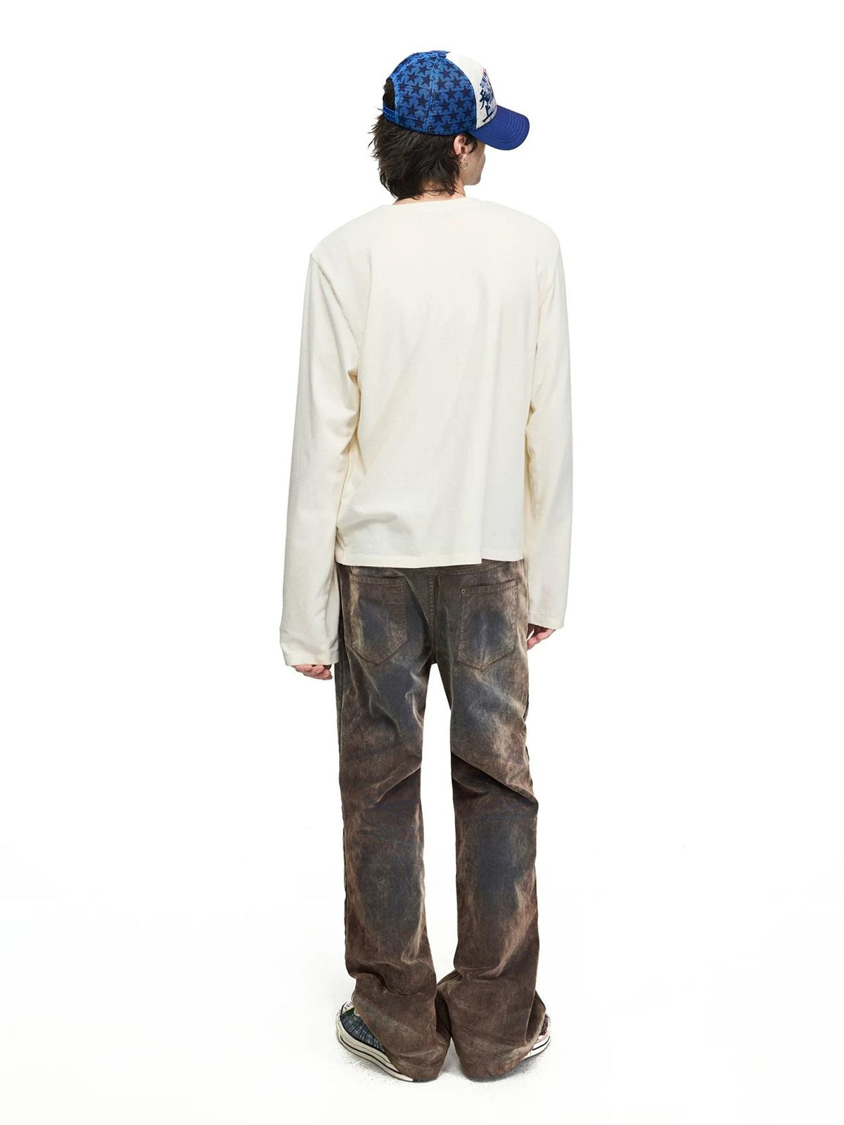 PEOPLESENSE Distressed Gradient Print Long Sleeve Tee - back view