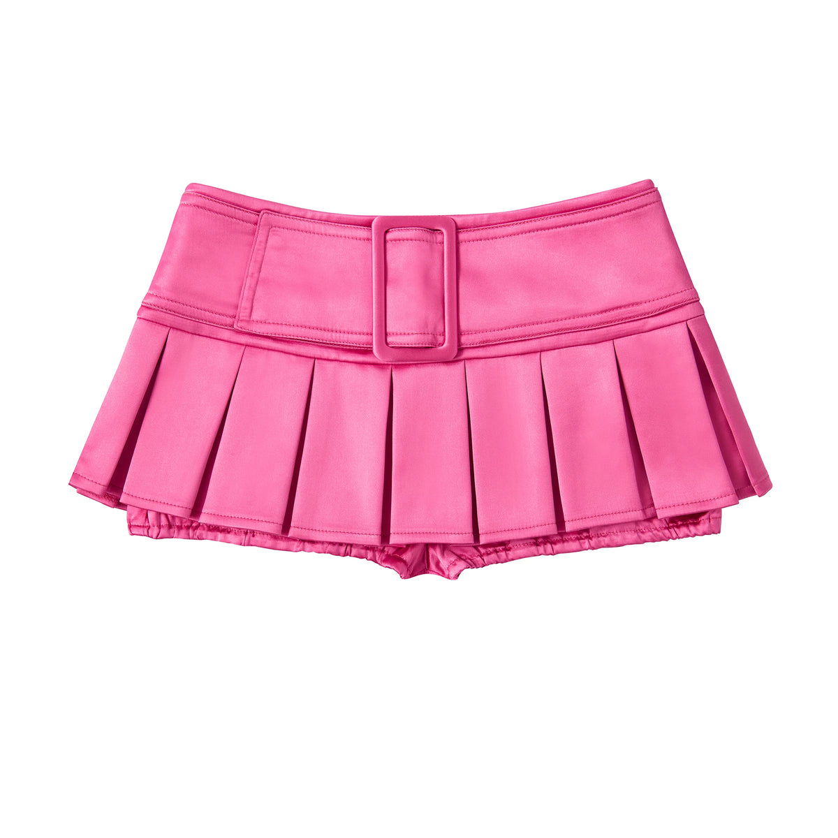 CFIERCE Satin Pleated Mini Skort - pink pleated skort front product view