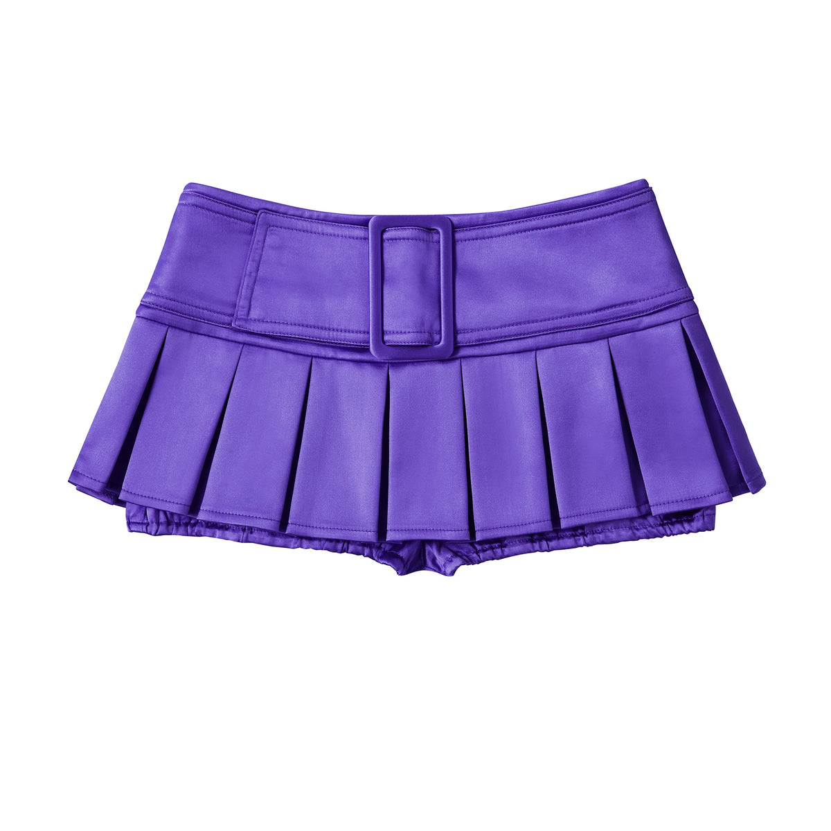 CFIERCE Satin Pleated Mini Skort - purple pleated skort front product view