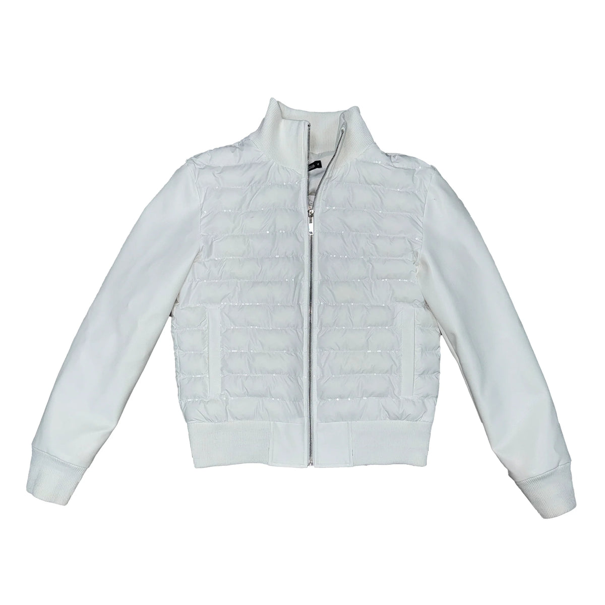 NumbAsia Quilted Panel Zip Jacket - white front